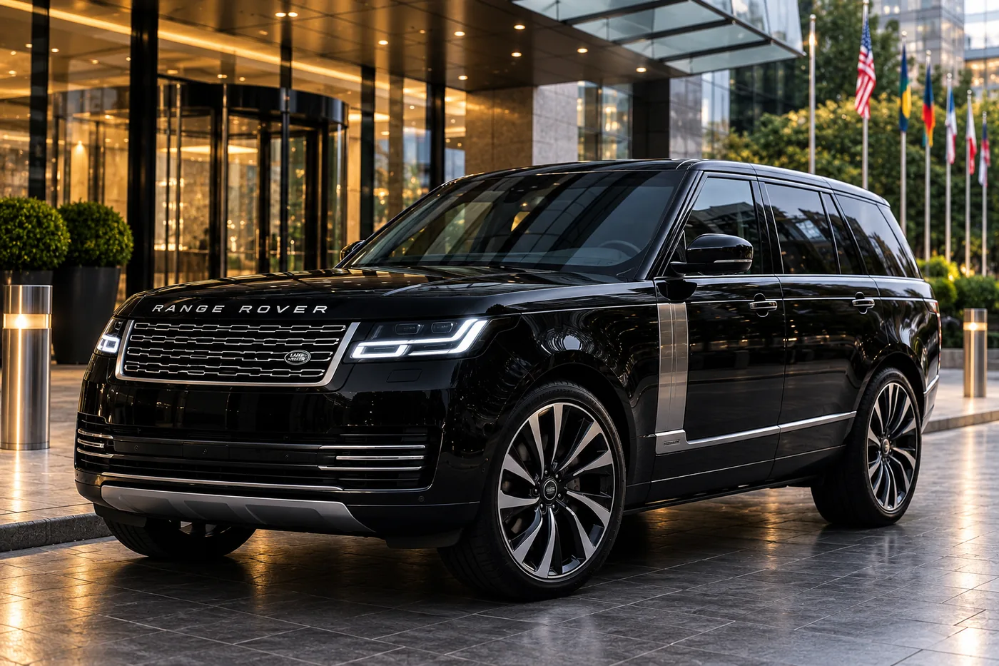 TRIO Executive luxury vehicle outside a prestigious office building